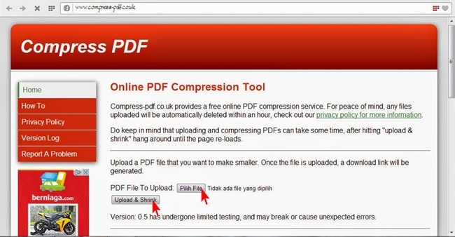 Menggunakan PDF Compressor