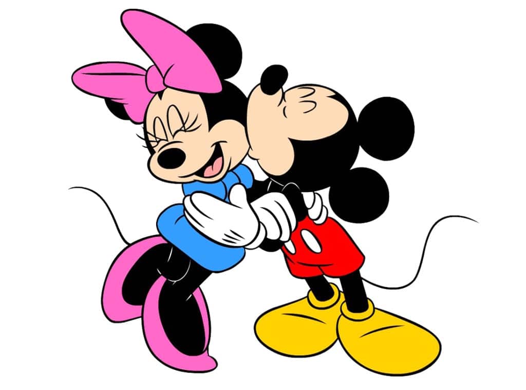 Mickey memberikan ciuman hangat kepada Minnie saat berdansa berdua