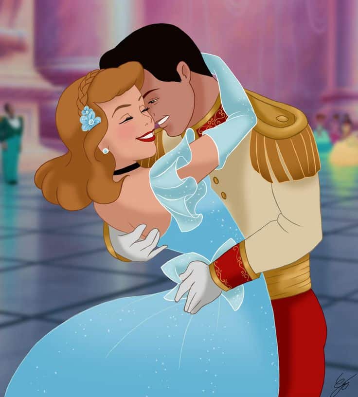 Prince Charming dan Cinderella menikmati momen dansa berdua di istana
