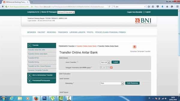 Transfer Bank ke BCA Via Internet Banking