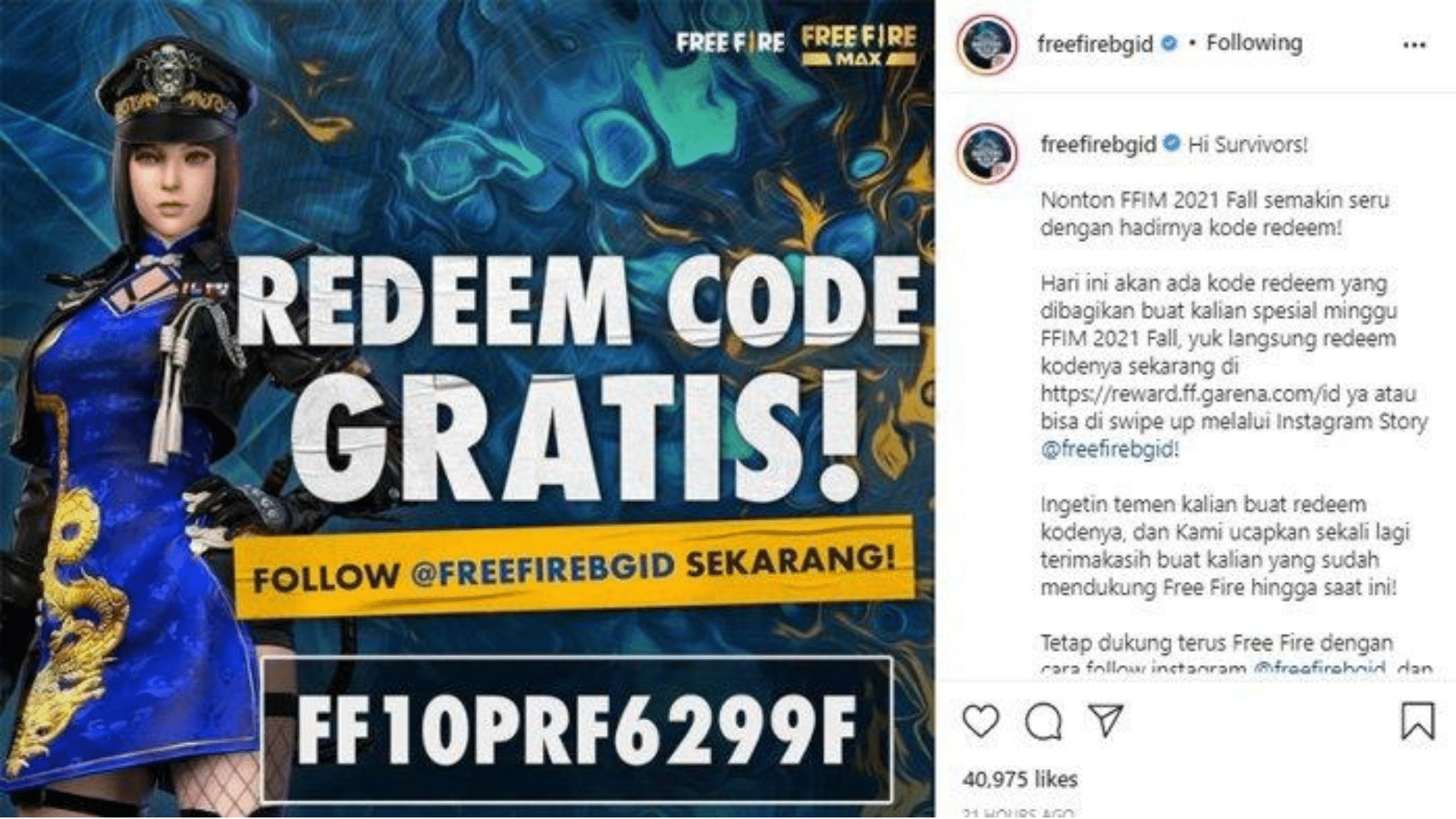 Kode redeem FF