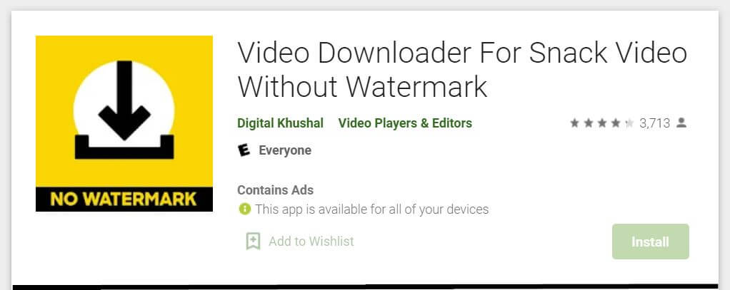 Cara download Snack Video tanpa watermark melalui aplikasi Video Downloader for Snack without watermark.