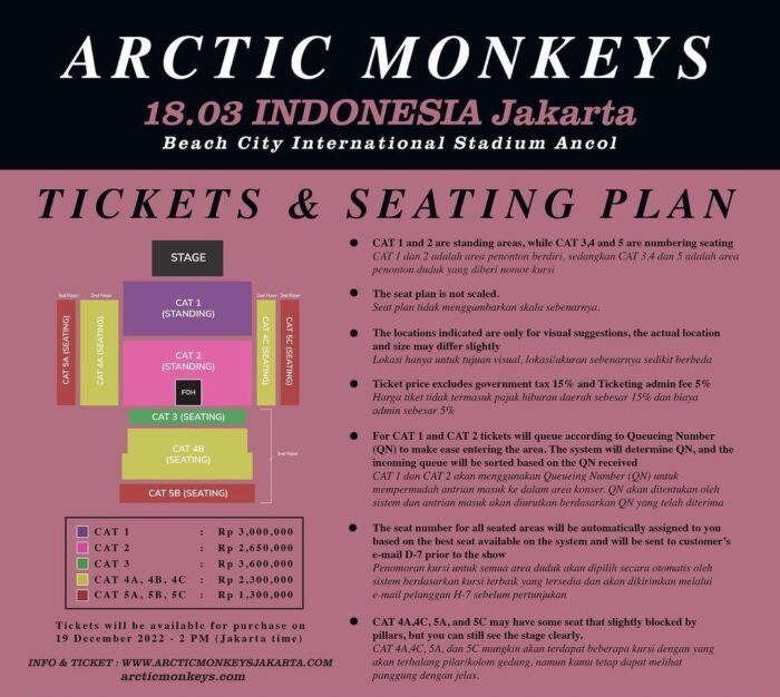 Info Terbaru Dan Harga Tiket Konser Arctic Monkeys
